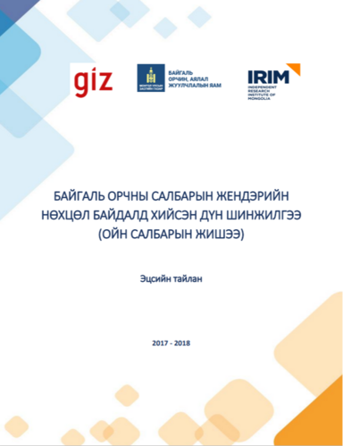 БАЙГАЛЬ ОРЧНЫ САЛБАРЫН ЖЕНДЭРИЙН НӨХЦӨЛ БАЙДАЛД ХИЙСЭН ДҮН ШИНЖИЛГЭЭ (ОЙН САЛБАРЫН ЖИШЭЭ)